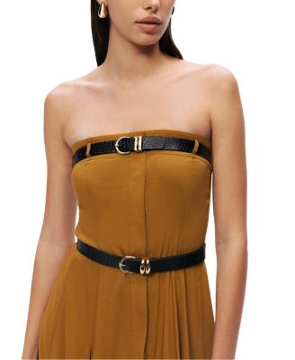  Strapless Double Belted Midi Dress