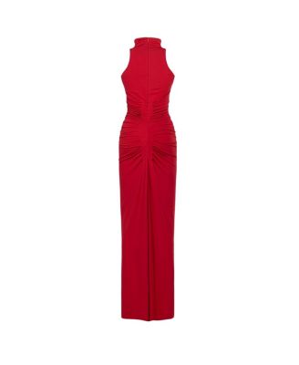  Ruched High-Neck Maxi Dress