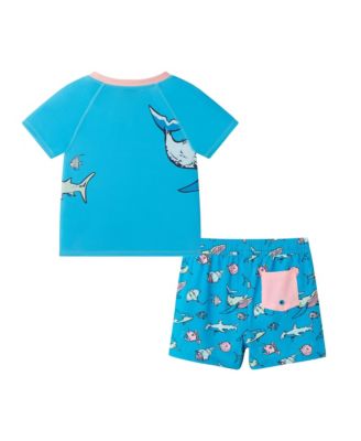 Boys' Short Sleeve Aqua Deep Sea Rashguard Set - Little Kid