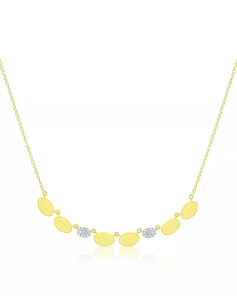 Meira T 14K White & Yellow Gold Diamond Oval Disc Link Collar Necklace, 16