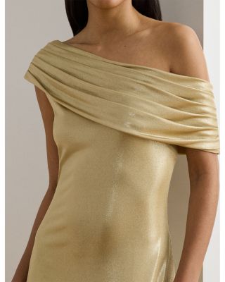 Metallic Jersey Off The Shoulder Gown