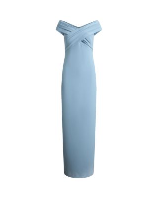 Crepe Off-the-Shoulder Gown