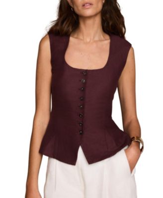  Women's Linen Blend Peplum Waistcoat