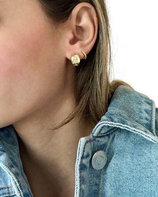 Clea Pav&eacute; Huggie Hoop Earrings