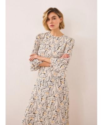  Women's Floral Print Ruffle Midi Dress
