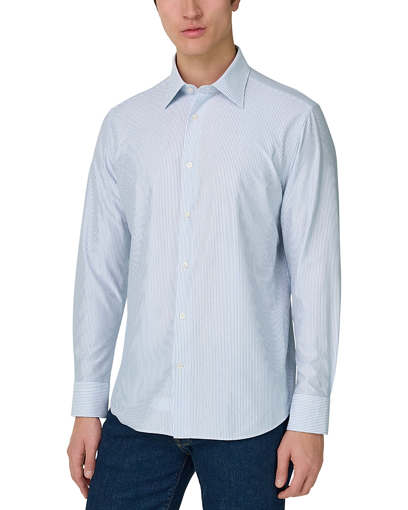 Boggi Milano Regular Fit Japanese Jersey Stripe Shirt