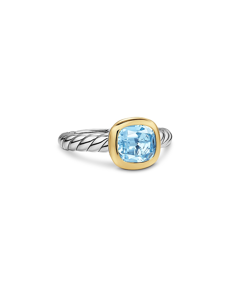 Dy Mercer Color Stone Ring in Sterling Silver with 18K Yellow Gold and Sky Blue Topaz, 7mm