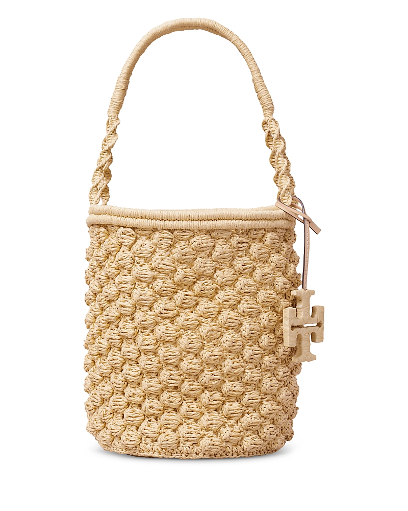 Tory Burch Ella Hand Crochet Straw Bucket Bag