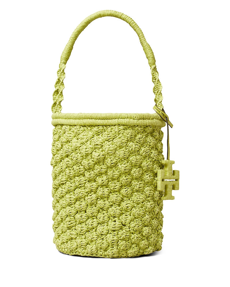 Tory Burch Ella Hand Crochet Straw Bucket Bag · OS
