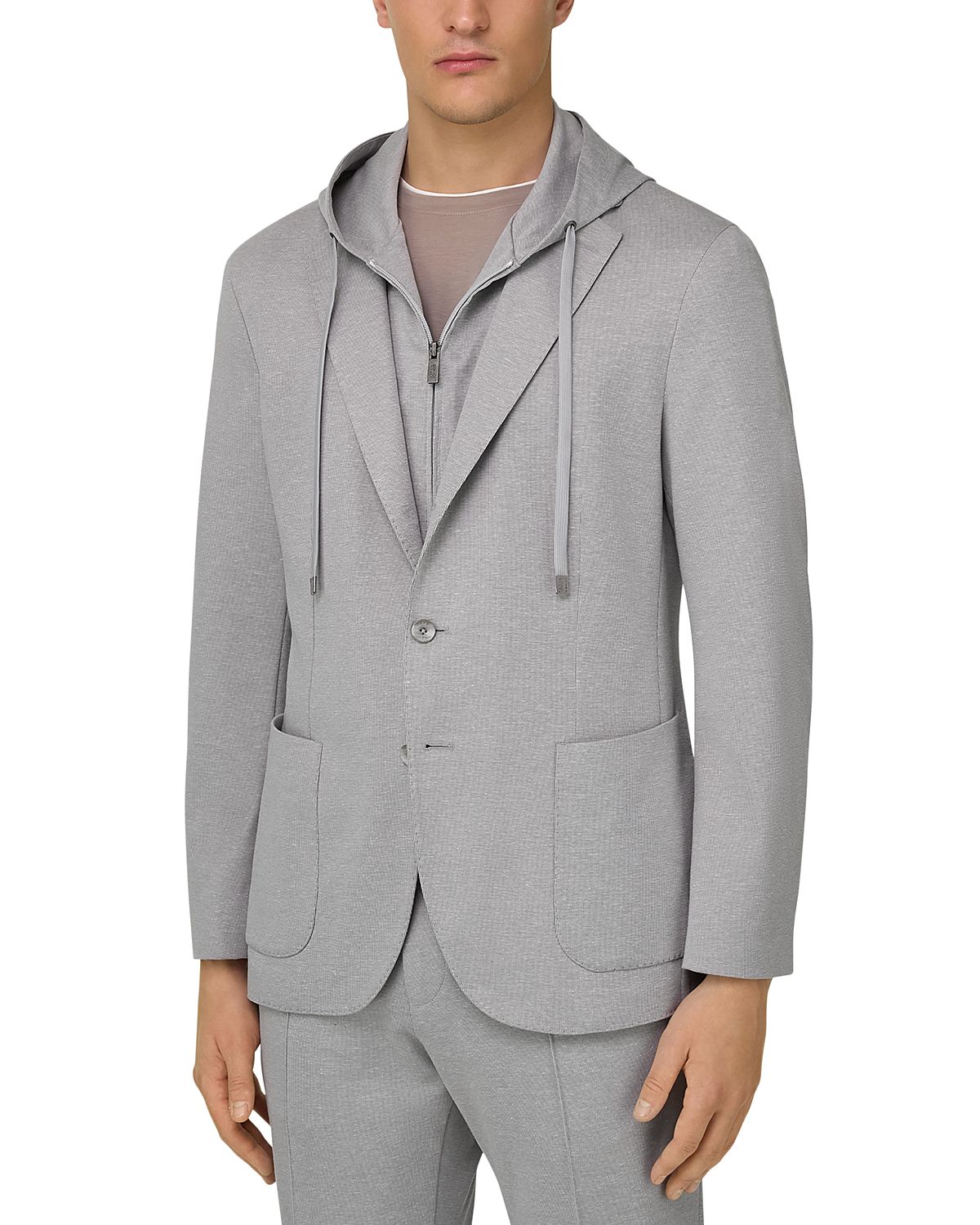 Boggi Milano Regular Fit Jacket & Removable Drawstring Hoodie