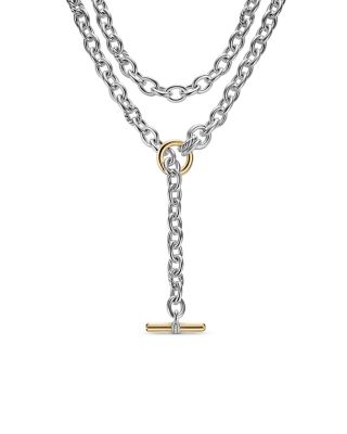 DY Mercer&reg; Convertible Chain Necklace in Sterling Silver with 18K Yellow Gold and Diamonds, 8mm
