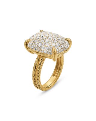 Chatelaine&reg; Elongated Ring in 18K Yellow Gold with Diamonds, 19mm