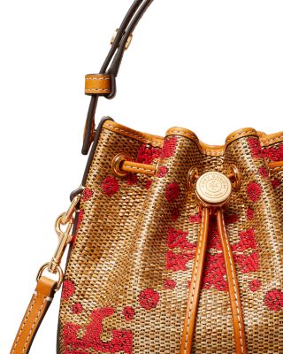 Romy T Monogram Straw Crossbody Bag