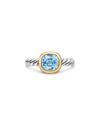 DY Mercer&reg; Color Stone Ring in Sterling Silver with 18K Yellow Gold and Sky Blue Topaz, 7mm