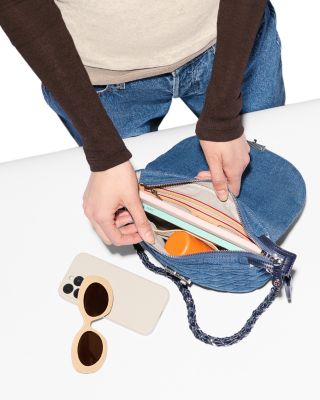 Crosby Lock Small Quilted Denim Saddle Bag 