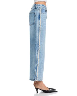 The Crochet Bow Cropped Jeans in Aura