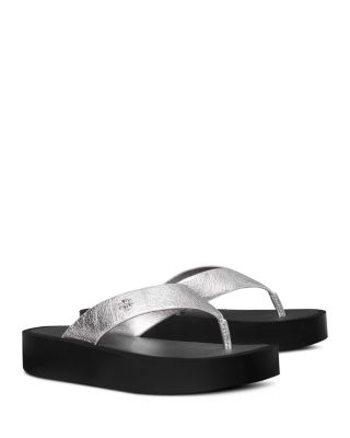 Women's Leather Platform Flip Flops