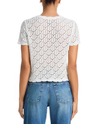 Pointelle Knit Short Sleeve Cardigan - Exclusive