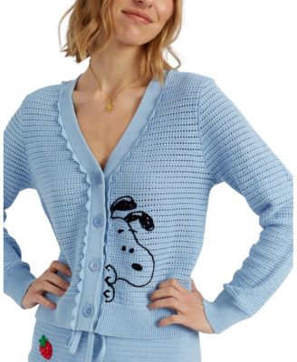  Women's Cotton Snoopy Crochet Peekabo Cardigan