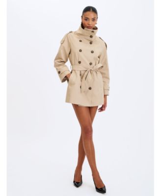  Vanetta High Collar Double-Breasted Trench Mini Coat