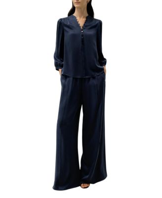  X Melissa Murrell Silk Suede V-Neck Blouse