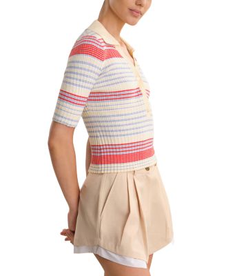 Textured Stripe Polo Sweater