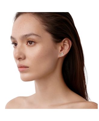 18K Yellow Gold Royal Piccola Luna Moonstone & Diamond Butterfly Stud Earrings