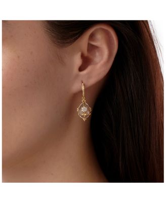 18K Yellow Gold FJ Crystal & Diamond Fiori Amulet Drop Earrings