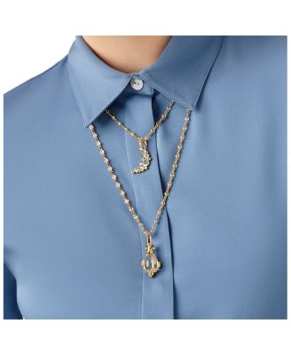 18K Yellow Gold Celestial Diamond, Blue Moonstone & Blue Sapphire Crescent Moon Pendant