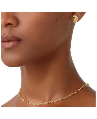 18K Yellow Gold Celestial Diamond Sun & Moon Mismatch Stud Earrings