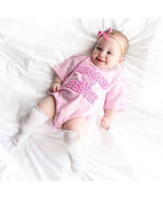 Girls' Mama's Bestie Pearl Patch Short Sleeve Romper - Baby