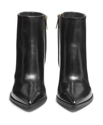  Women's Leather Mid-Heel Ankle Boot with Decorative Buckle