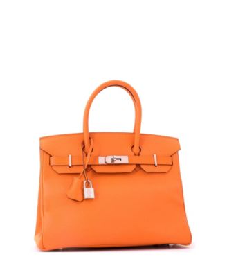 Birkin 30 Handbag Orange Epsom with Palladium Hardware