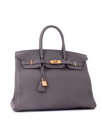 Birkin 35 Handbag Grey Togo with Gold Hardware