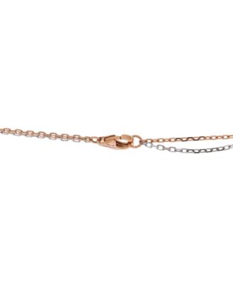  Love 3 Ring Pendant Necklace 18K Rose Gold and 18K White Gold with 6 Diamonds, 16"