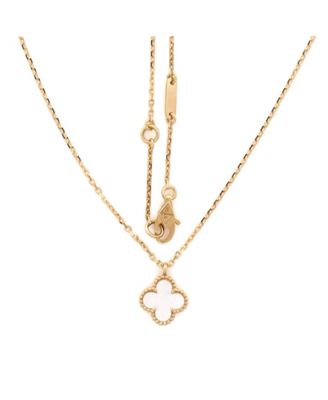  Sweet Alhambra Pendant Necklace 18K Gold and Mother of Pearl, 16"