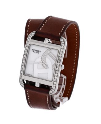 Cape Cod Chaine D'Ancre Joaillier Double Tour Quartz Watch in Stainless Steel and Leather with Diamond Bezel and Dial and Mother of Pearl 29mm