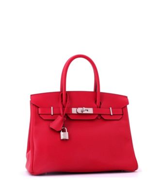 Birkin 30 Handbag Red Epsom with Palladium Hardware