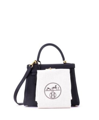 Kelly 25 Handbag Black Togo with Gold Hardware