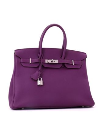 Birkin 35 Handbag Purple Togo with Palladium Hardware