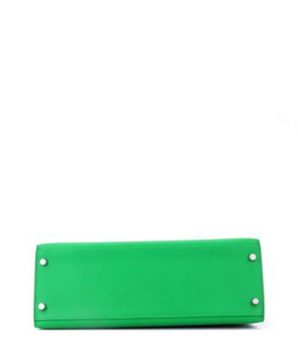 Kelly 32 Handbag Green Epsom with Palladium Hardware