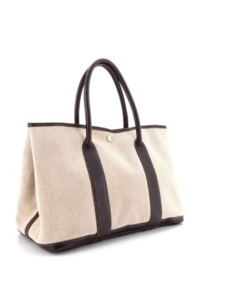 36 Garden Party Tote Toile and Leather