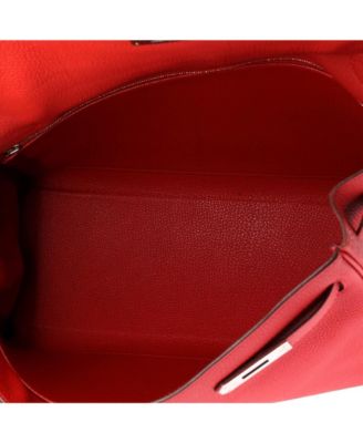 Kelly 35 Handbag Red Togo with Palladium Hardware
