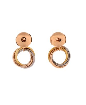  Trinity Dangle Earrings 18K Tricolor Gold with Diamond