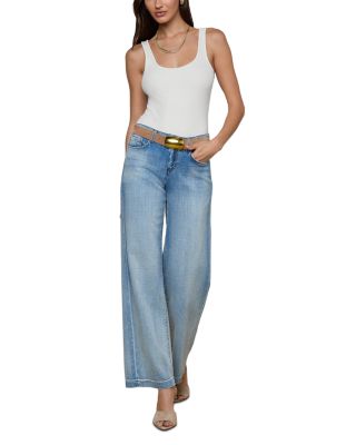 Joanne Mid Rise Wide Leg Jeans in Dry Ice