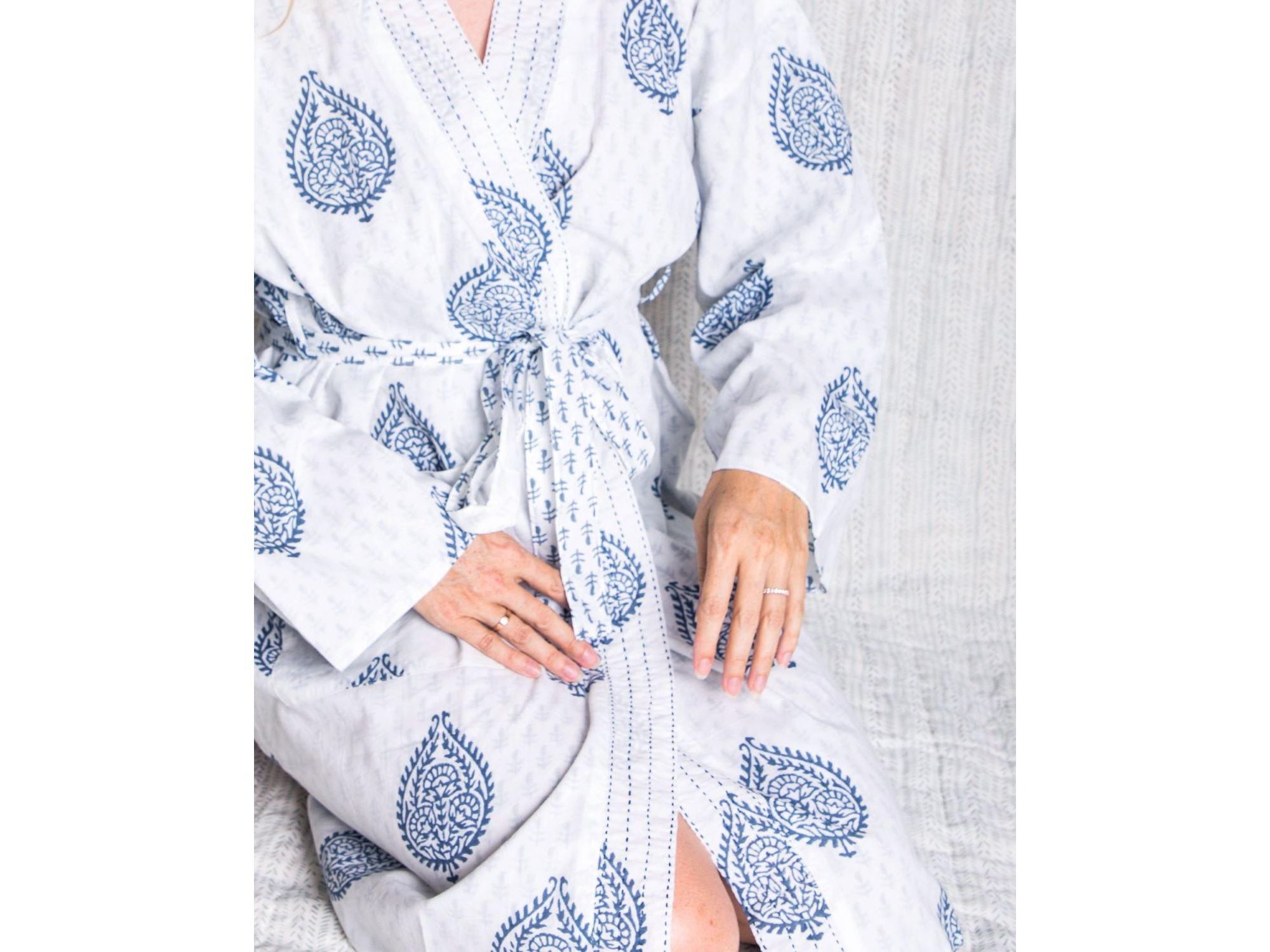 Women's Block-Printed Robe — Image 3