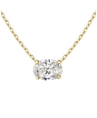  Solitaire Necklace in 14K Gold, 0.75ctw Oval Lab Grown Diamond