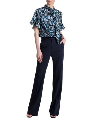  Athena Floral Blouse with Short Flutter Sleeves