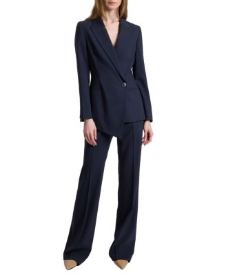  Mara Asymmetrical Blazer in Virgin Wool Stretch
