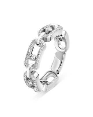 Move Link Diamond Link Ring in 18K White Gold, 0.43 tcw
